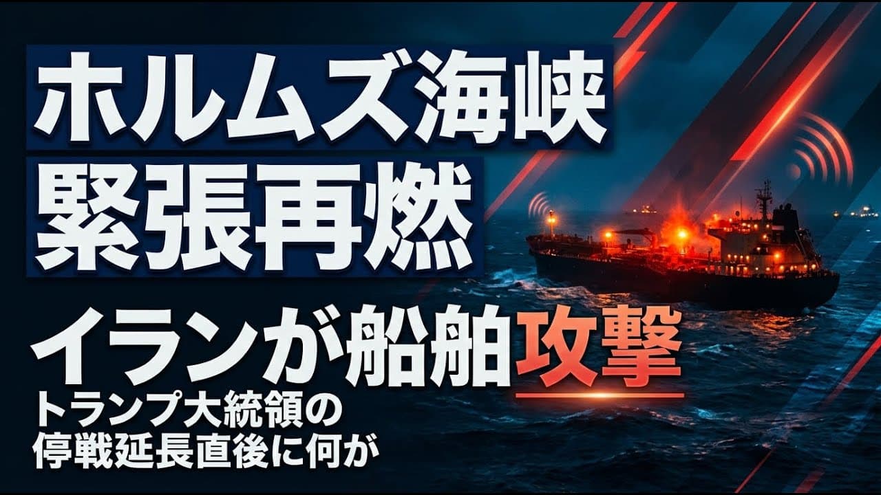 国際ニュース: ホルムズ海峡で緊張再燃 イランが船舶を攻撃 トランプ大統領の停戦延長直後に何が