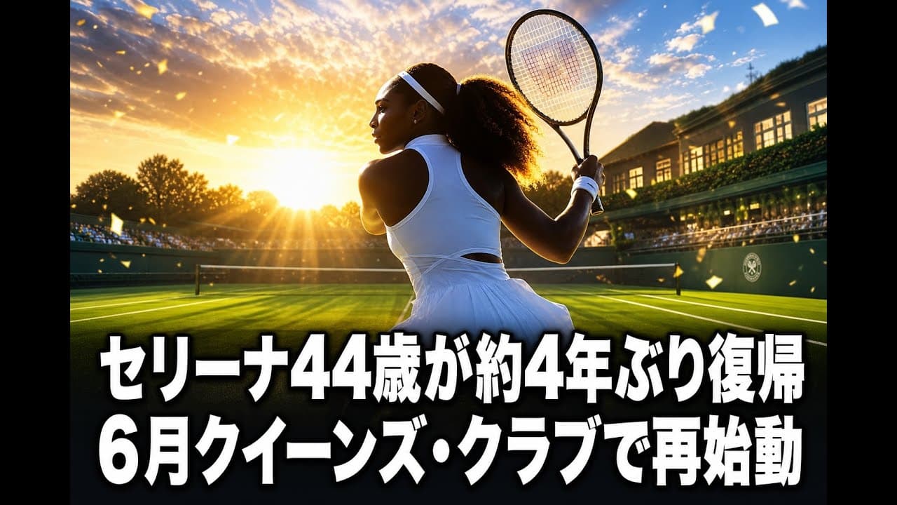 スポーツニュース: セリーナ44歳が約4年ぶり復帰 6月クイーンズ・クラブで再始動