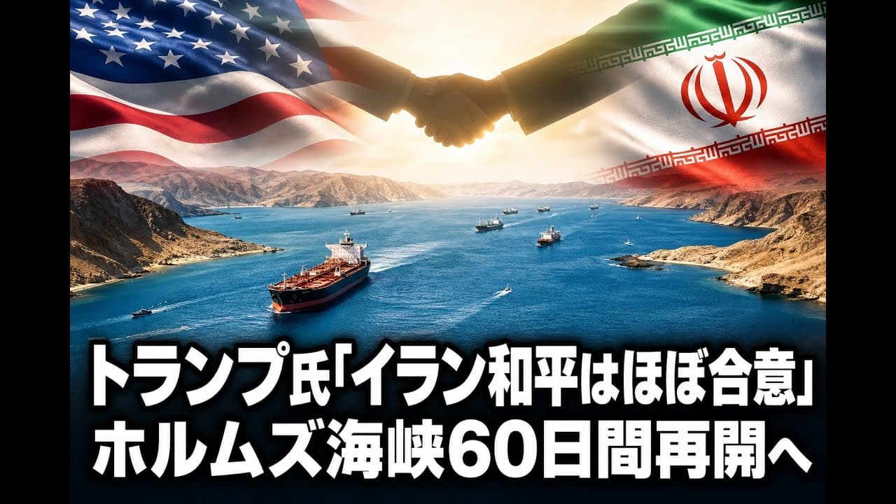 国際ニュース: トランプ氏「イラン和平はほぼ合意」 ホルムズ海峡60日間再開へ