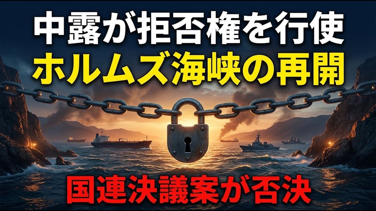 国際ニュース: 中露が拒否権を行使 ホルムズ海峡の再開を目指す国連決議案が否決