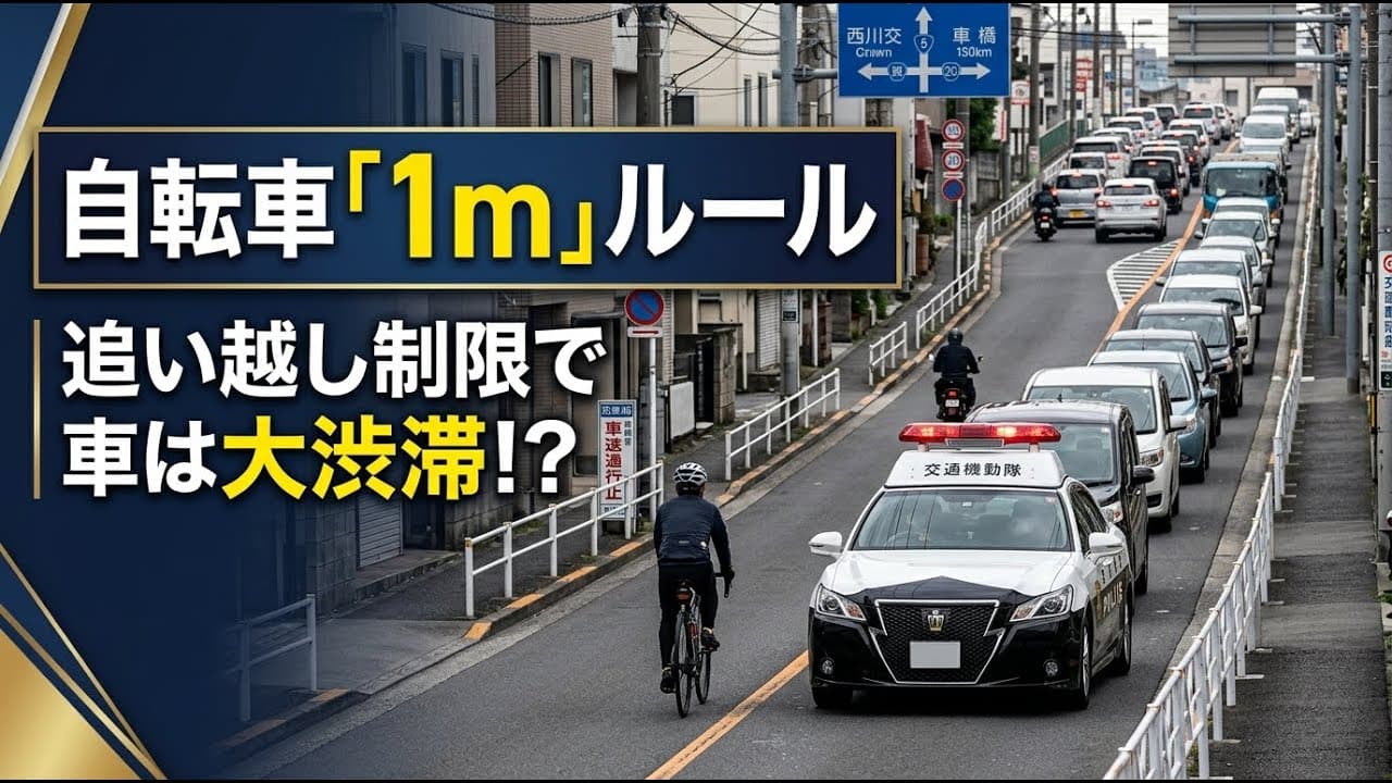 交通ニュース: 自転車の追い越しで大渋滞？ 改正道交法の「1メートル」ルールに困惑の声