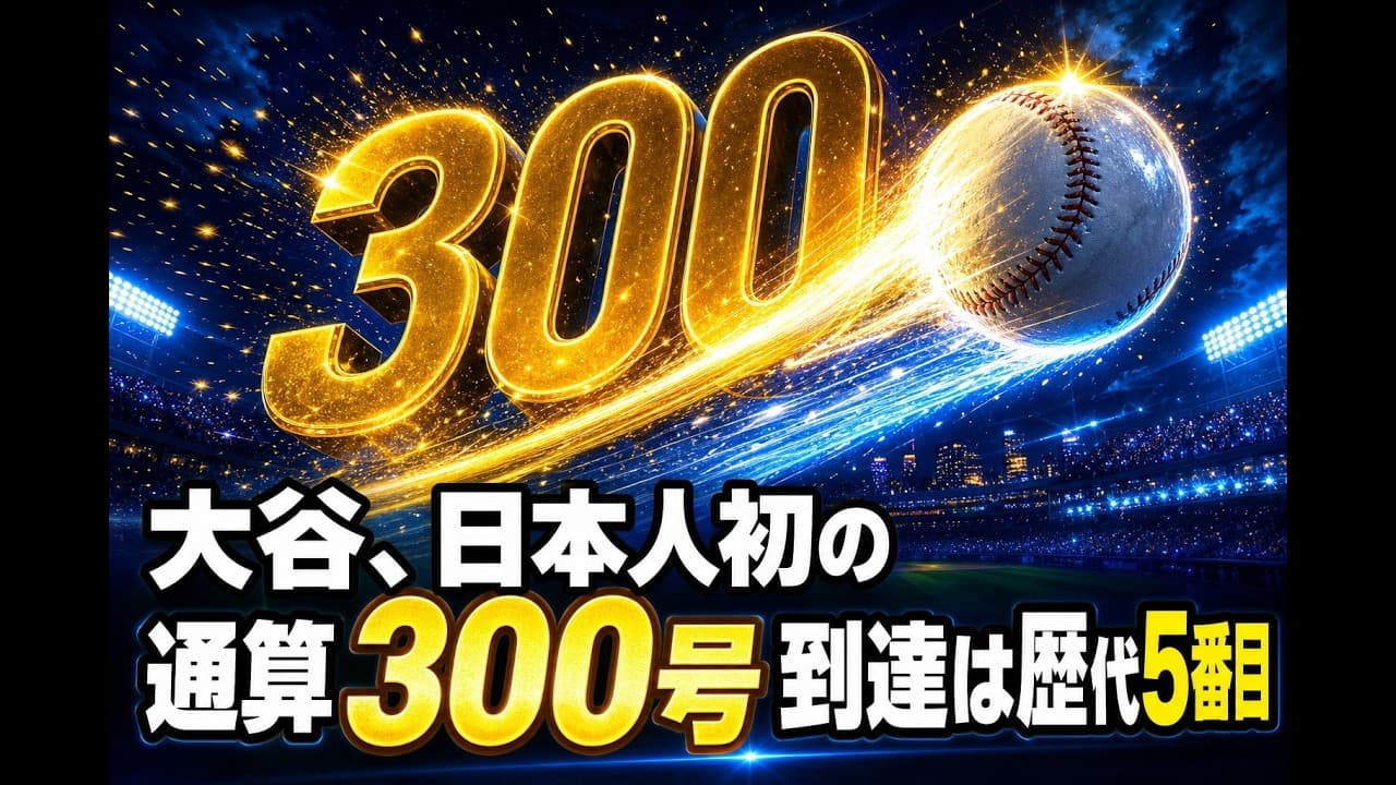 スポーツニュース: 大谷、日本人初の通算300号 到達は歴代5番目