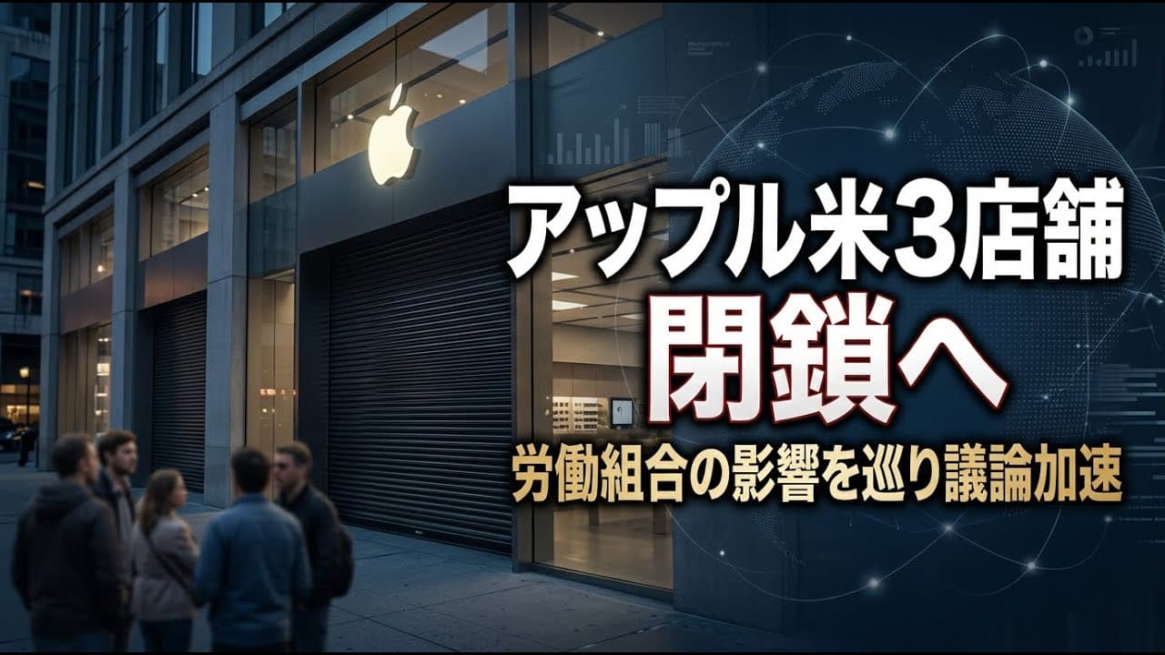 ビジネスニュース: アップルが米国の3店舗を閉鎖へ　労働組合の影響を巡り議論が加速