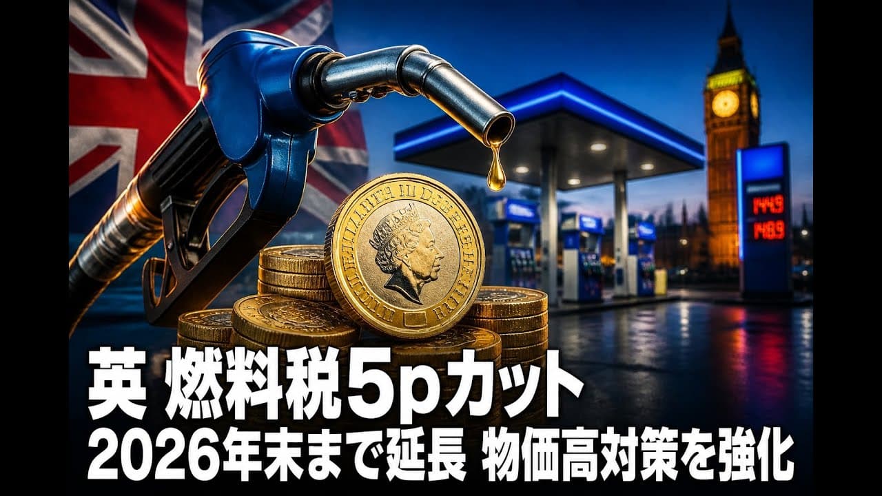 経済ニュース: 英 燃料税5pカット2026年末まで延長 物価高対策を強化