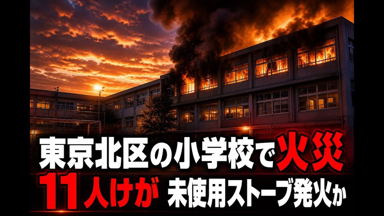 社会ニュース: 東京北区の小学校で火災 11人けが 未使用ストーブ発火か