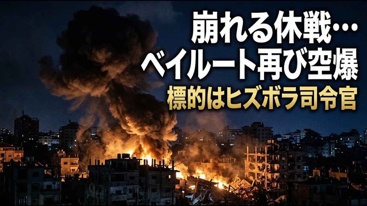 国際ニュース: 崩れる休戦…イスラエルがベイルートを再び空爆、ヒズボラ司令官を標的