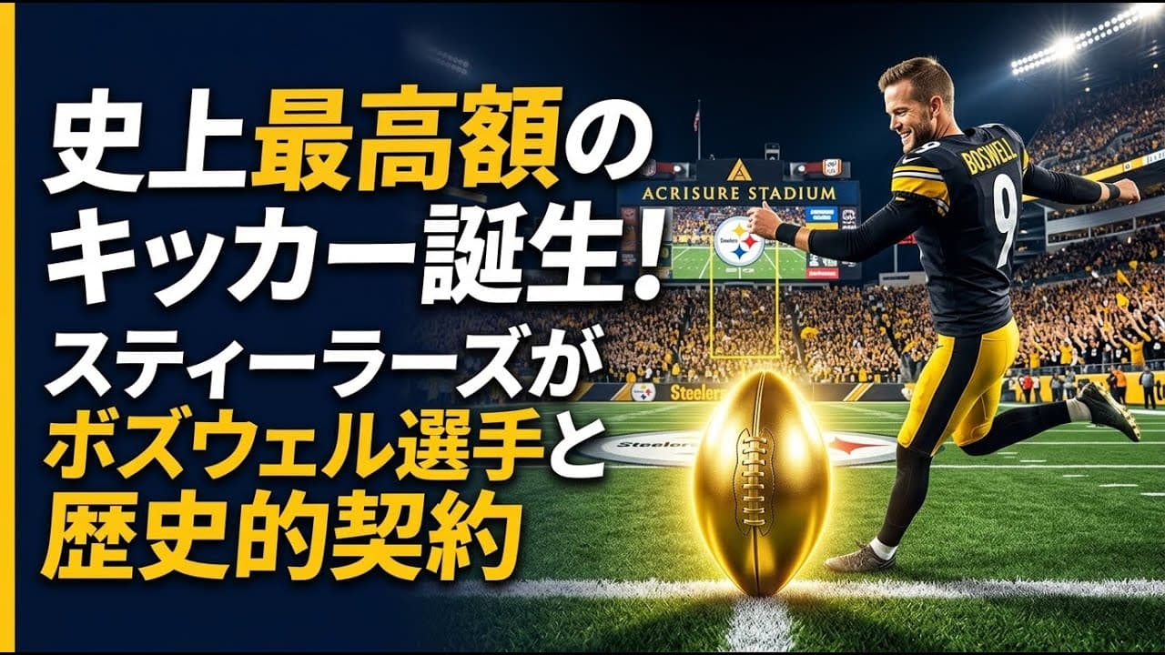 スポーツニュース: 史上最高額のキッカー誕生！スティーラーズがボズウェル選手と歴史的契約