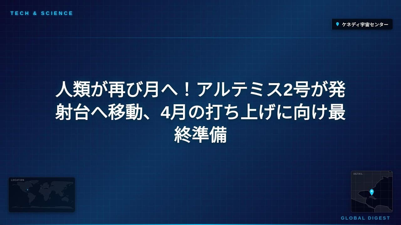科学ニュース: 人類が再び月へ！アルテミス2号が発射台へ移動、4月の打ち上げに向け最終準備