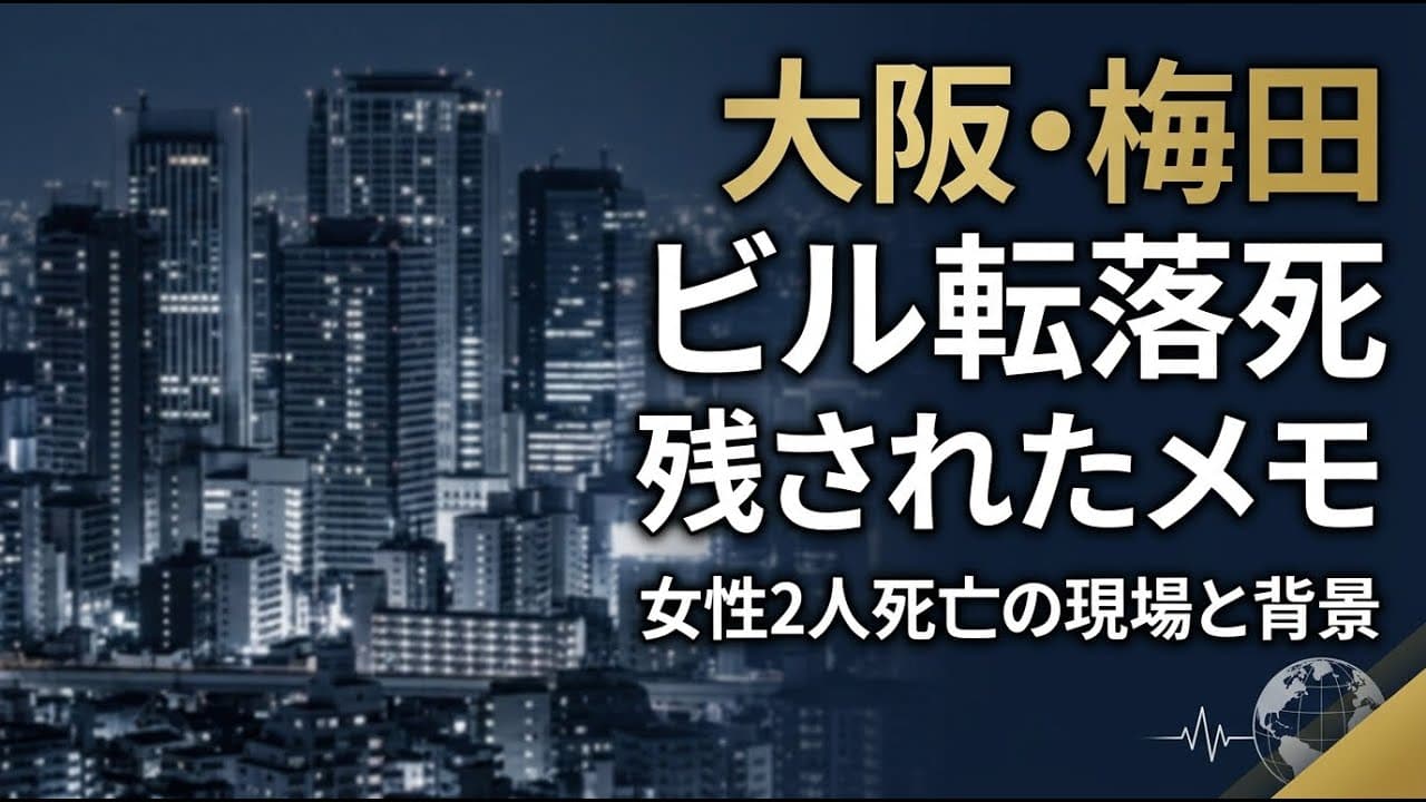 社会ニュース: 大阪・梅田のビルで女性2人が転落死 現場に残されたメモの内容