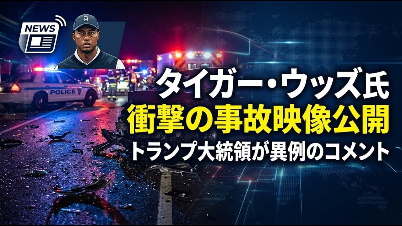 スポーツニュース: タイガー・ウッズ氏の事故映像が公開 トランプ大統領が異例のコメント