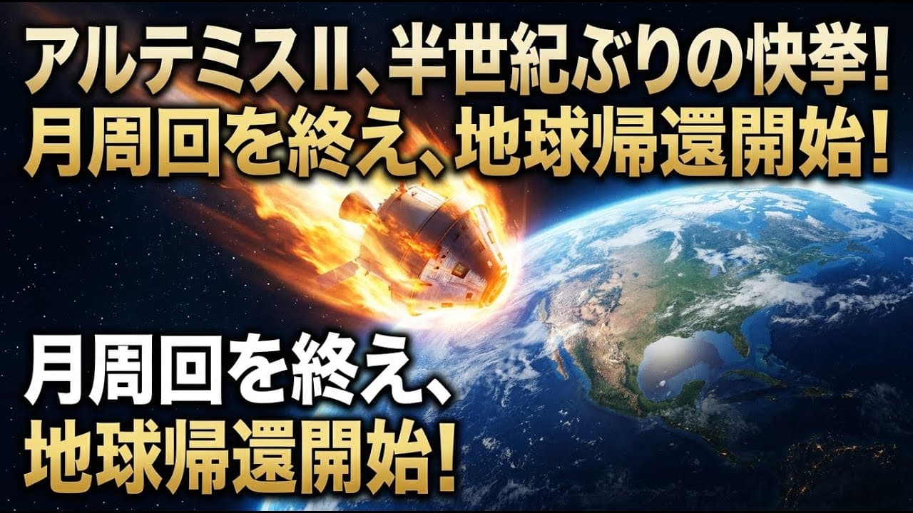 科学ニュース: 半世紀ぶりの快挙へ！月周回を終えたアルテミスIIが地球への帰還を開始