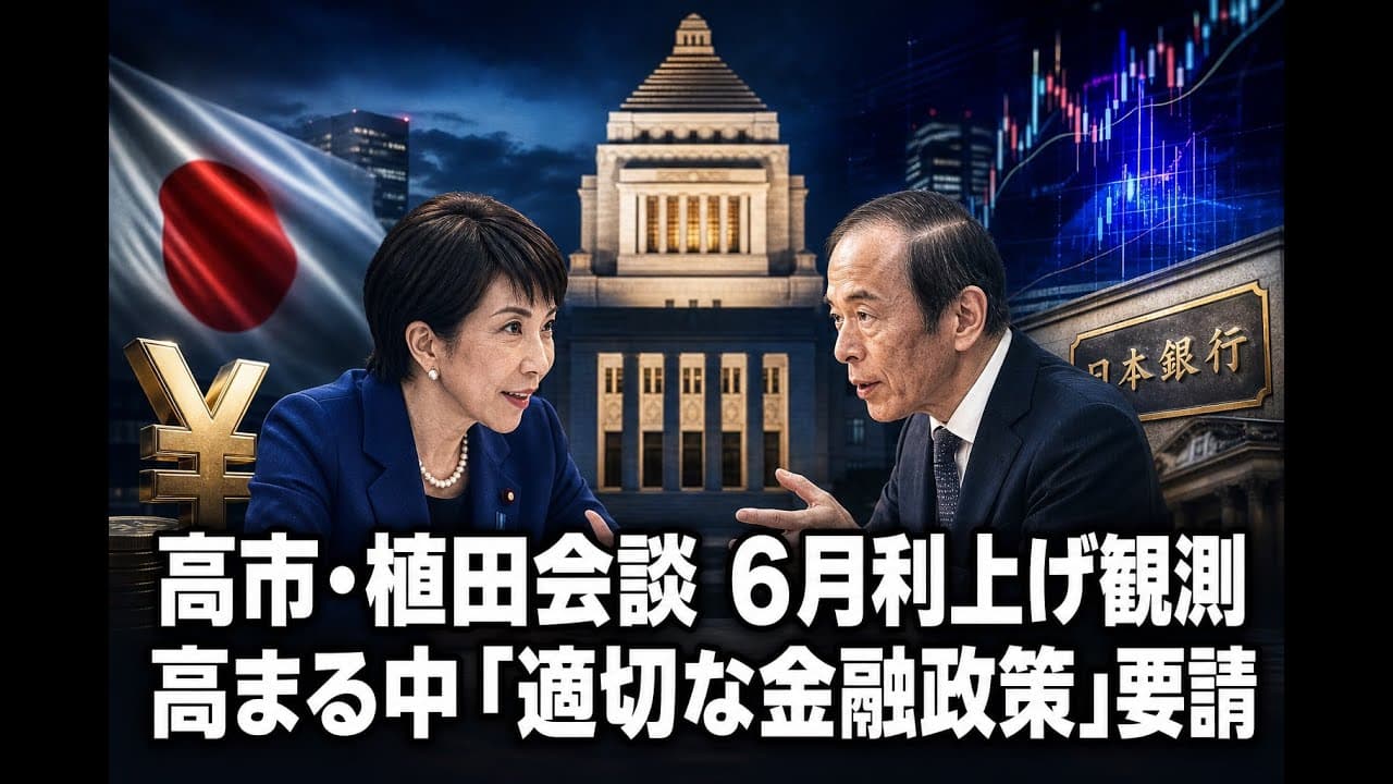 経済ニュース: 高市・植田会談 6月利上げ観測高まる中「適切な金融政策」要請