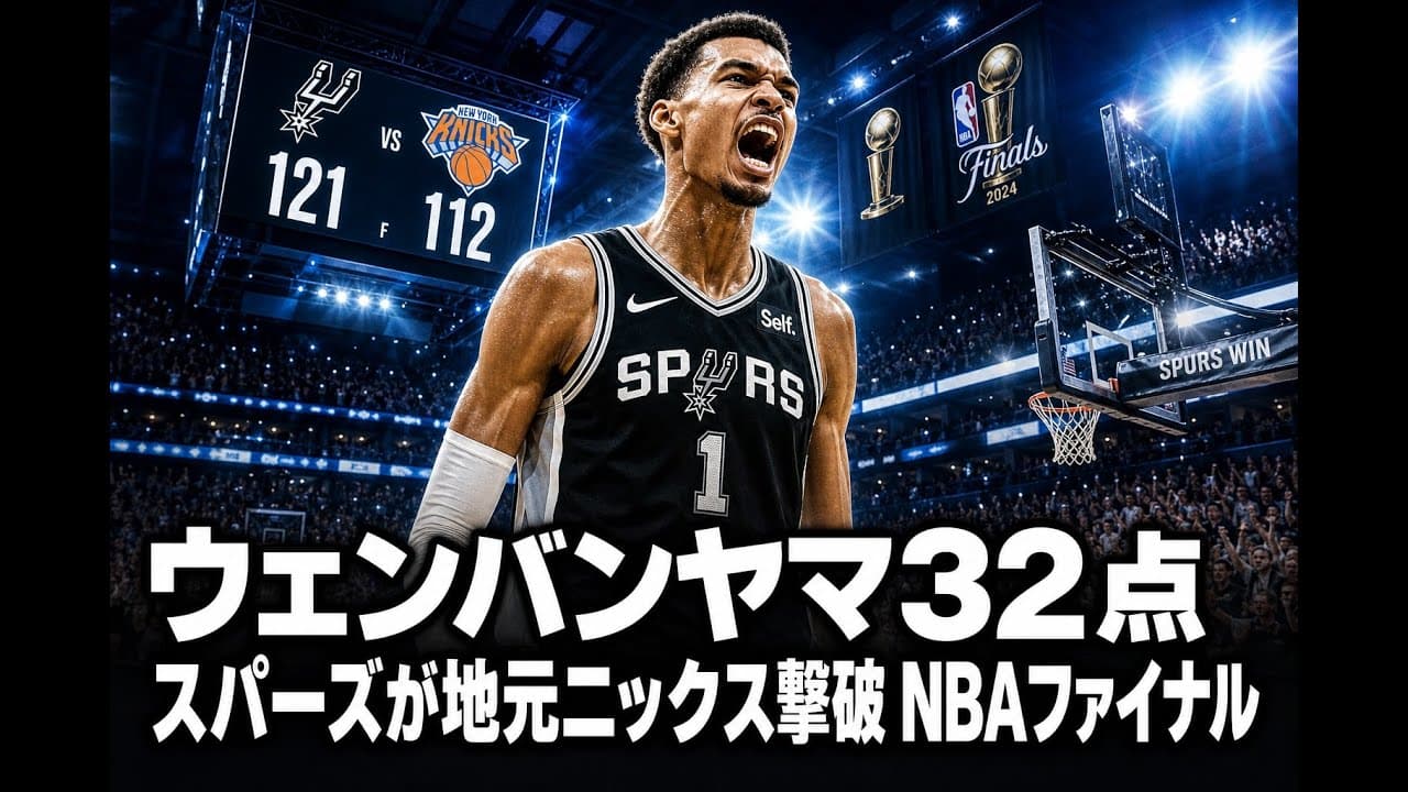 スポーツニュース: ウェンバンヤマ32点 スパーズが地元ニックス撃破 NBAファイナル