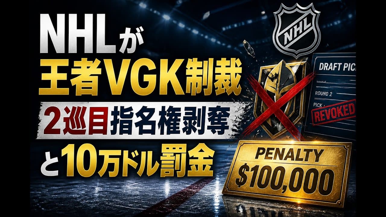 スポーツニュース: NHLが王者VGK制裁 2巡目指名権剥奪と10万ドル罰金