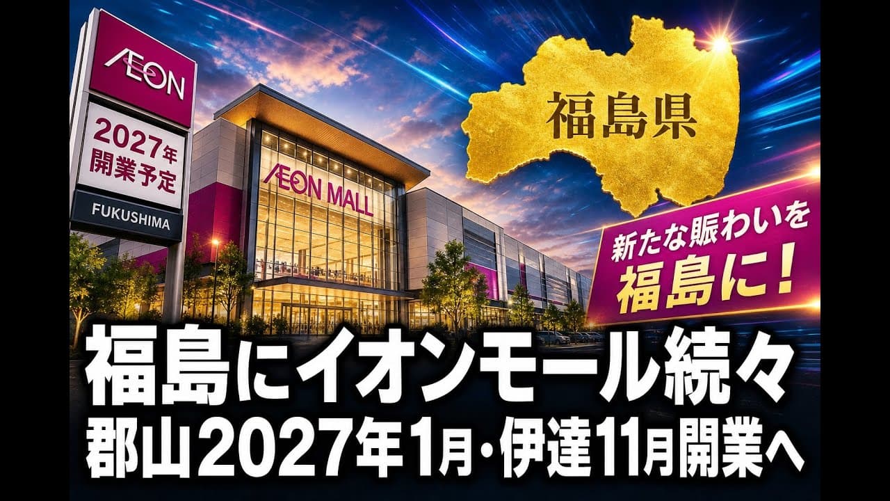 ビジネスニュース: 福島にイオンモール続々 郡山2027年1月・伊達11月開業へ