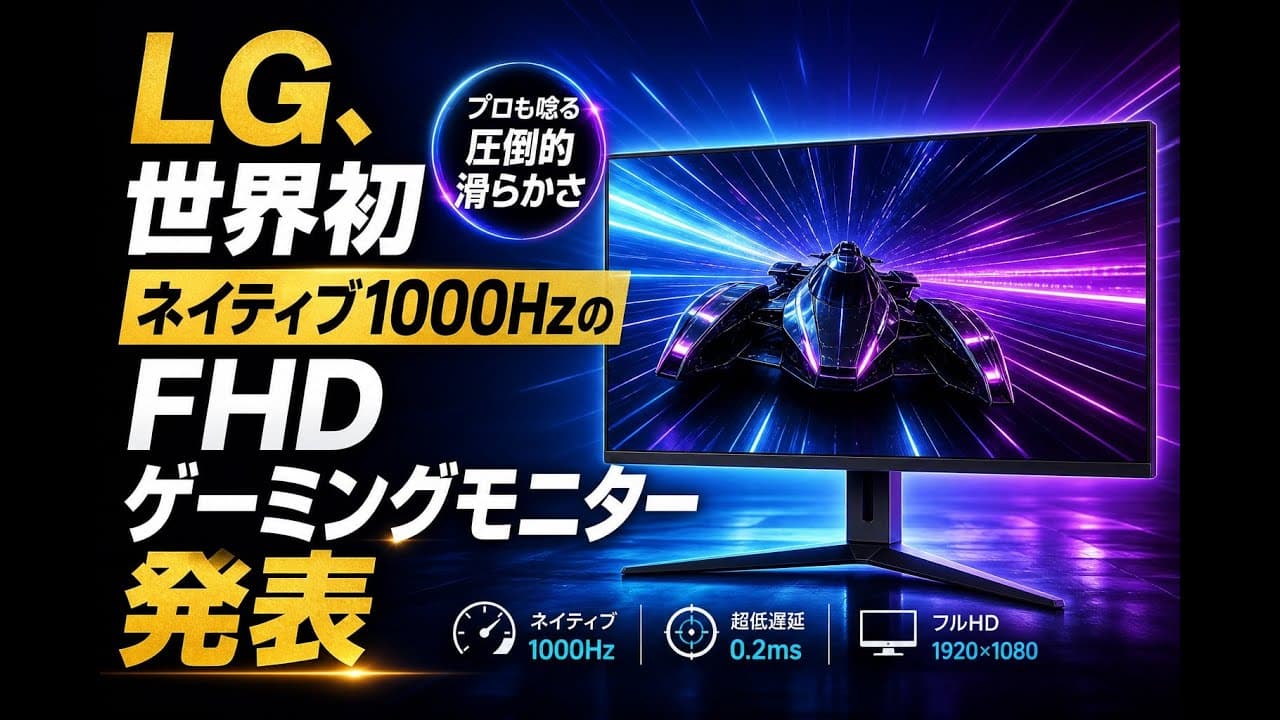 テクノロジーニュース: LG、世界初ネイティブ1000HzのFHDゲーミングモニター発表