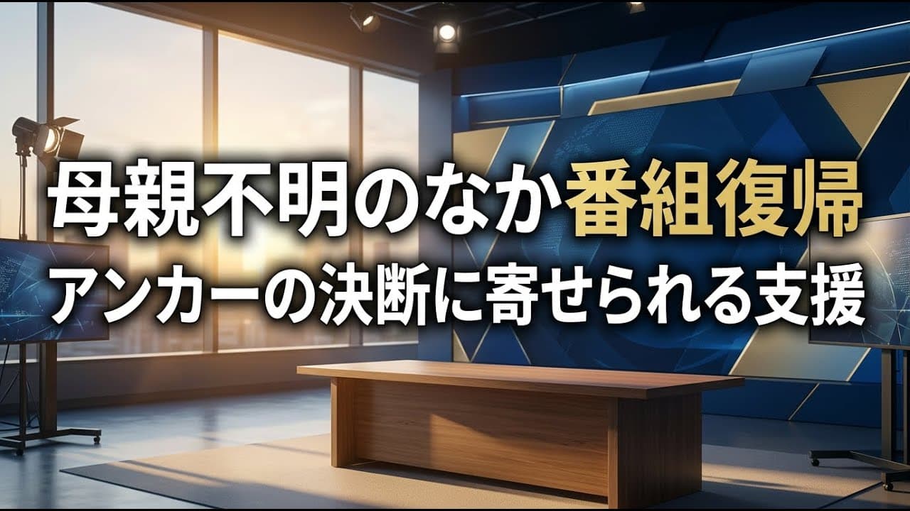 メディアニュース: 母親が行方不明のなか番組復帰、アンカーの決断に寄せられる支援