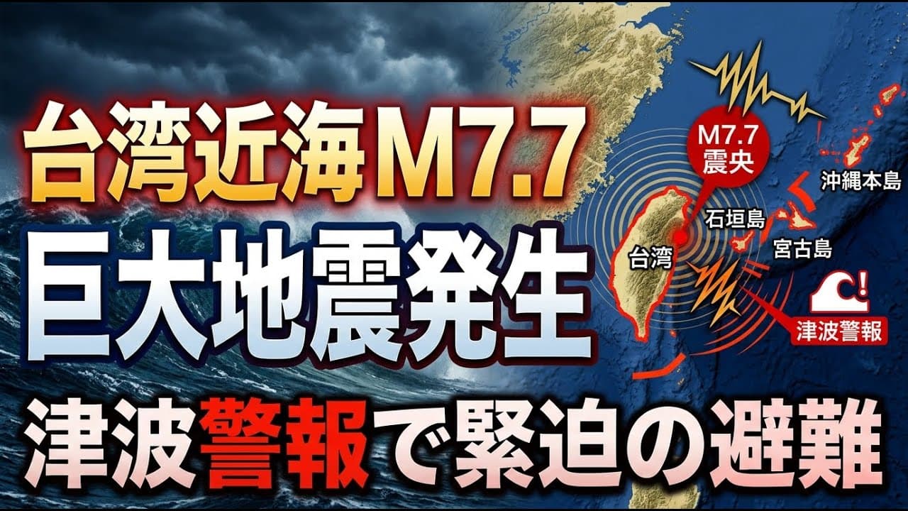災害ニュース: 台湾近海でマグニチュード7.7の巨大地震発生　津波警報で緊迫の避難