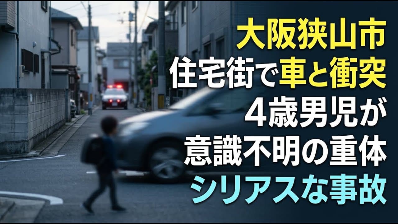 社会ニュース: 大阪狭山市の住宅街で車と衝突 4歳男児が意識不明の重体