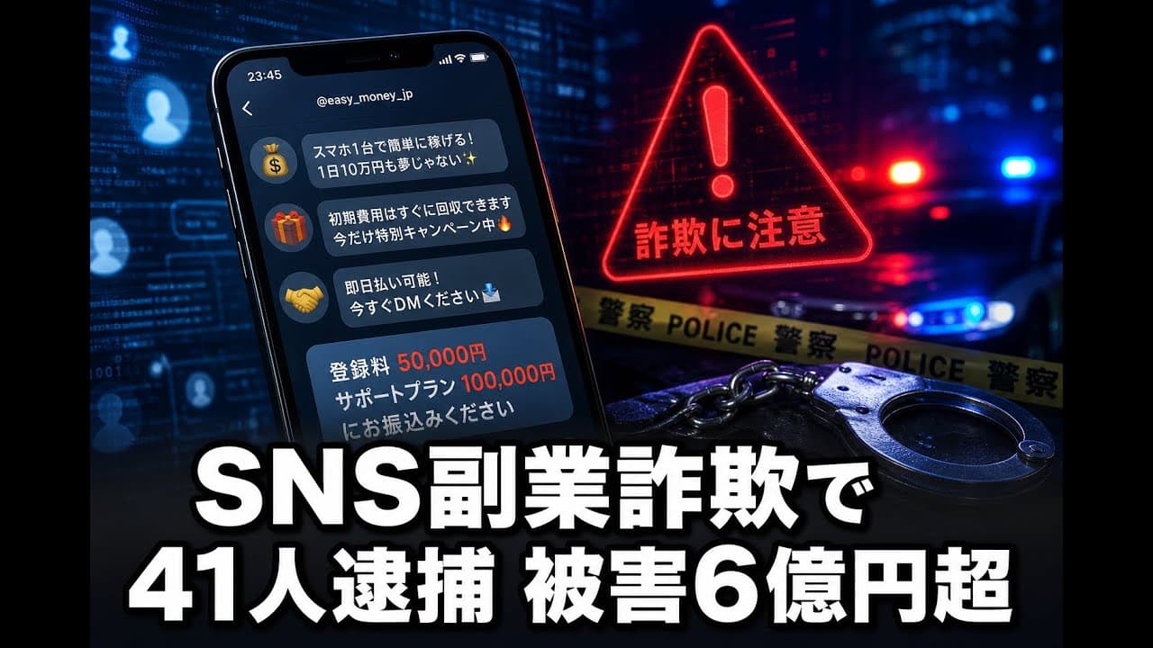 社会ニュース: SNS副業詐欺で41人逮捕 被害6億円超