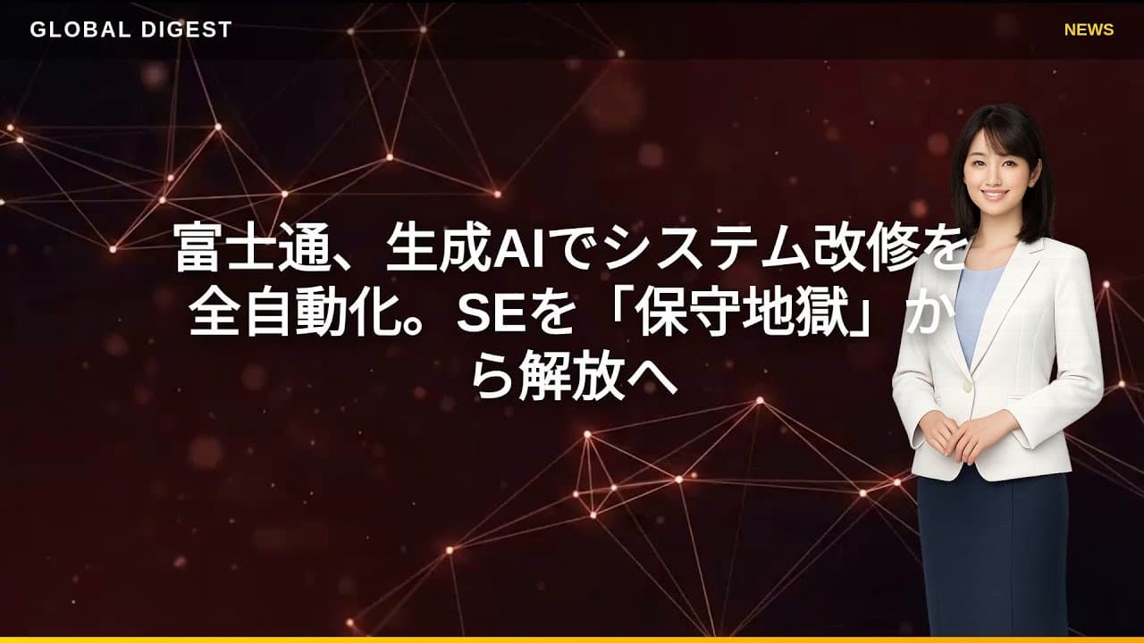 テクノロジーニュース: 富士通、生成AIでシステム改修を全自動化。SEを「保守地獄」から解放へ