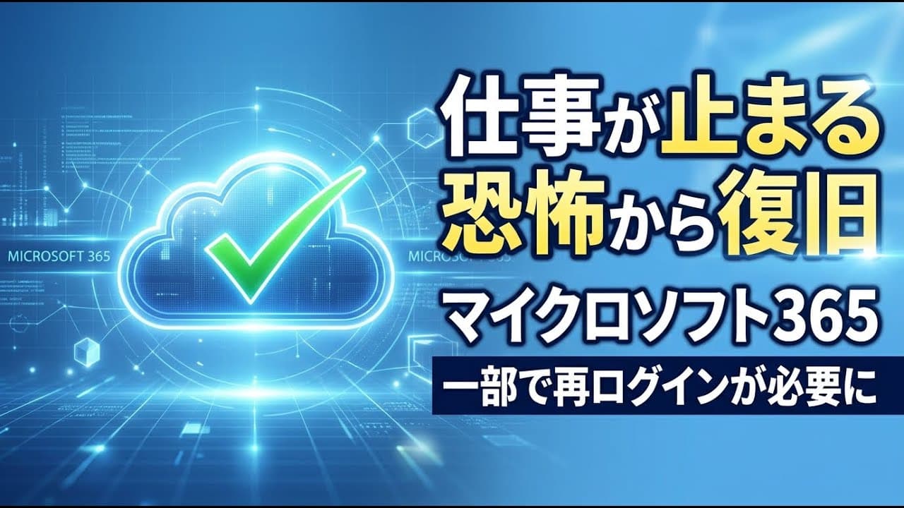 テクノロジーニュース: 仕事が止まる恐怖　マイクロソフト365の障害が復旧、一部で再ログインが必要に