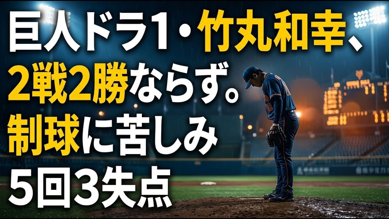 スポーツニュース: 巨人ドラ1・竹丸和幸、2戦2勝ならず。制球に苦しみ5回3失点
