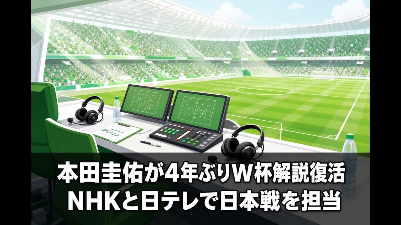 スポーツニュース: 本田圭佑が4年ぶりW杯解説復活 NHKと日テレで日本戦を担当