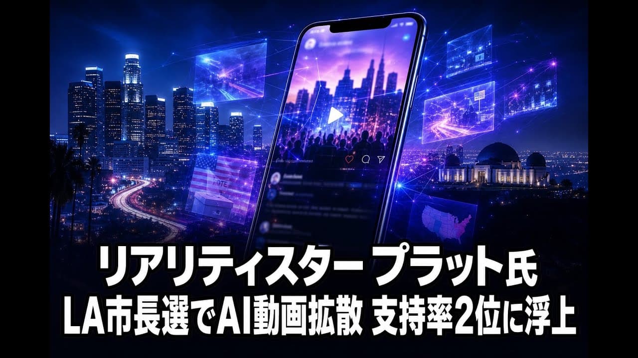政治ニュース: リアリティスター プラット氏 LA市長選でAI動画拡散 支持率2位に浮上