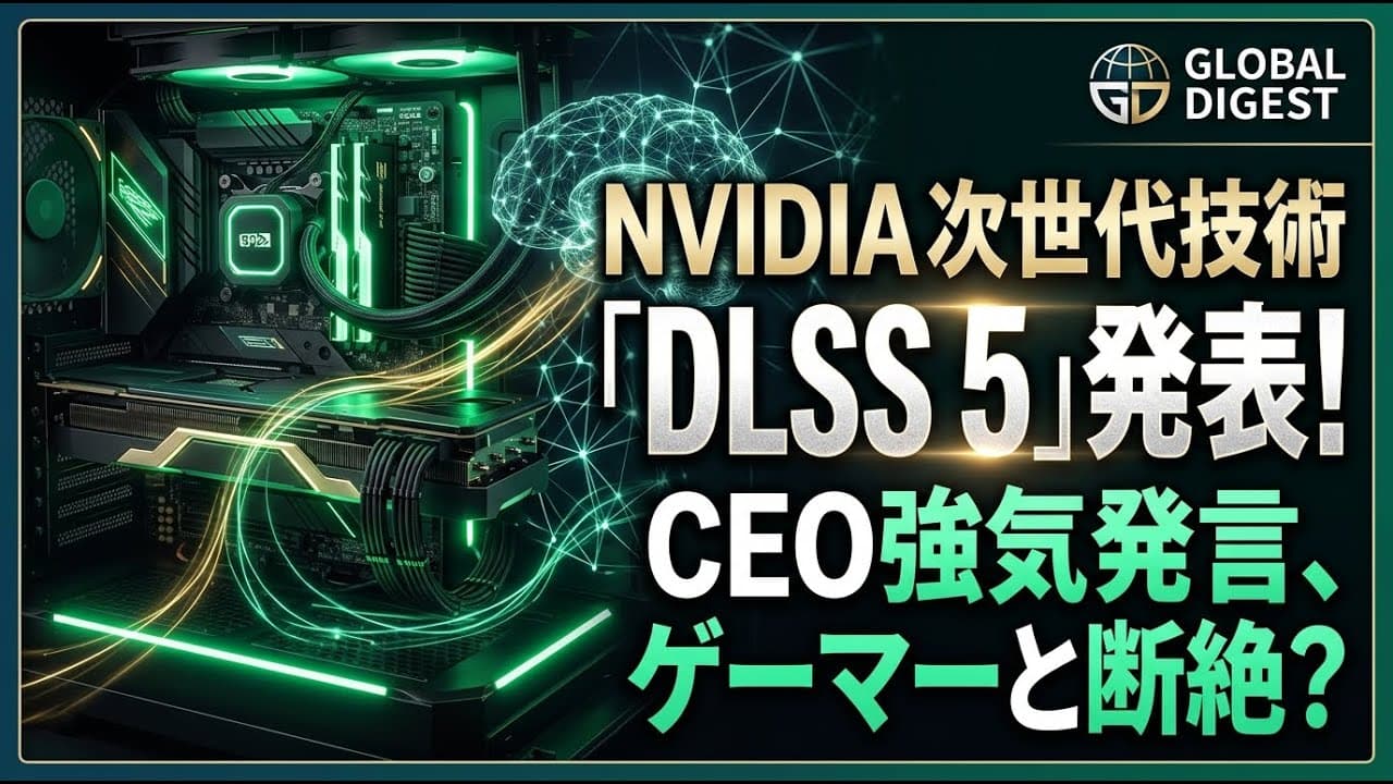 テクノロジーニュース: NVIDIAが次世代技術「DLSS 5」を発表！CEOの強気な反論でゲーマーとの溝が深まる？