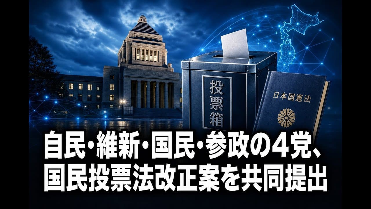 政治ニュース: 自民・維新・国民・参政の4党、国民投票法改正案を共同提出