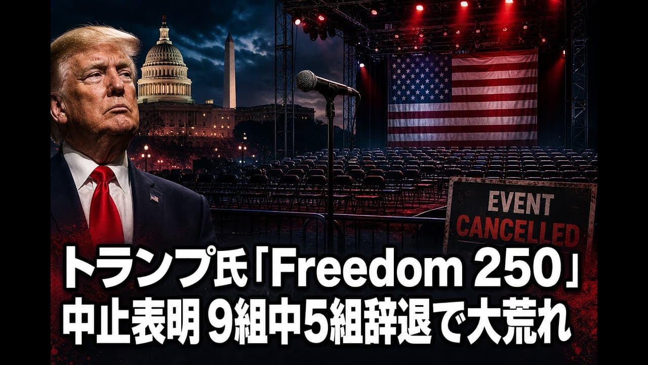 政治ニュース: トランプ氏「Freedom 250」中止表明 9組中5組辞退で大荒れ