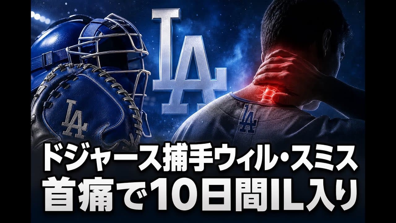 スポーツニュース: ドジャース捕手ウィル・スミス 首痛で10日間IL入り