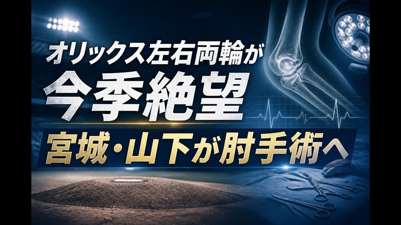 スポーツニュース: オリックス左右両輪が今季絶望 宮城・山下が肘手術へ